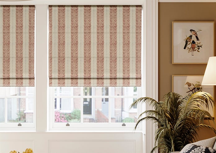 Land & Shore Fintra Stripe, Red Blue - Twist&Fit Roman Blind - Image 3